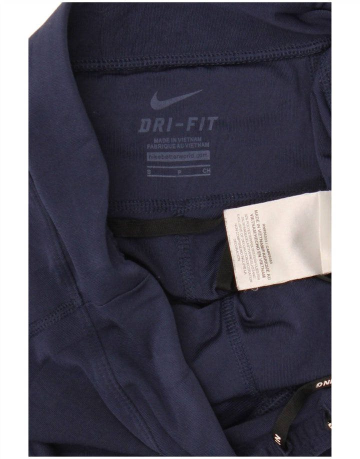NIKE Womens Dri Fit Capri Leggings UK 10 Small  Navy Blue Polyester