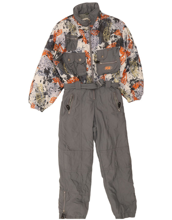 Vintage Mens Abstract Pattern Ski Jumpsuit Large  Grey