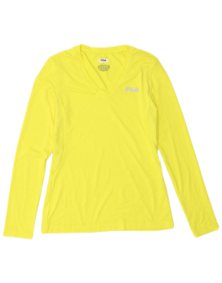 Fila Womens Top Long Sleeve UK 10 Small Yellow Polyester
