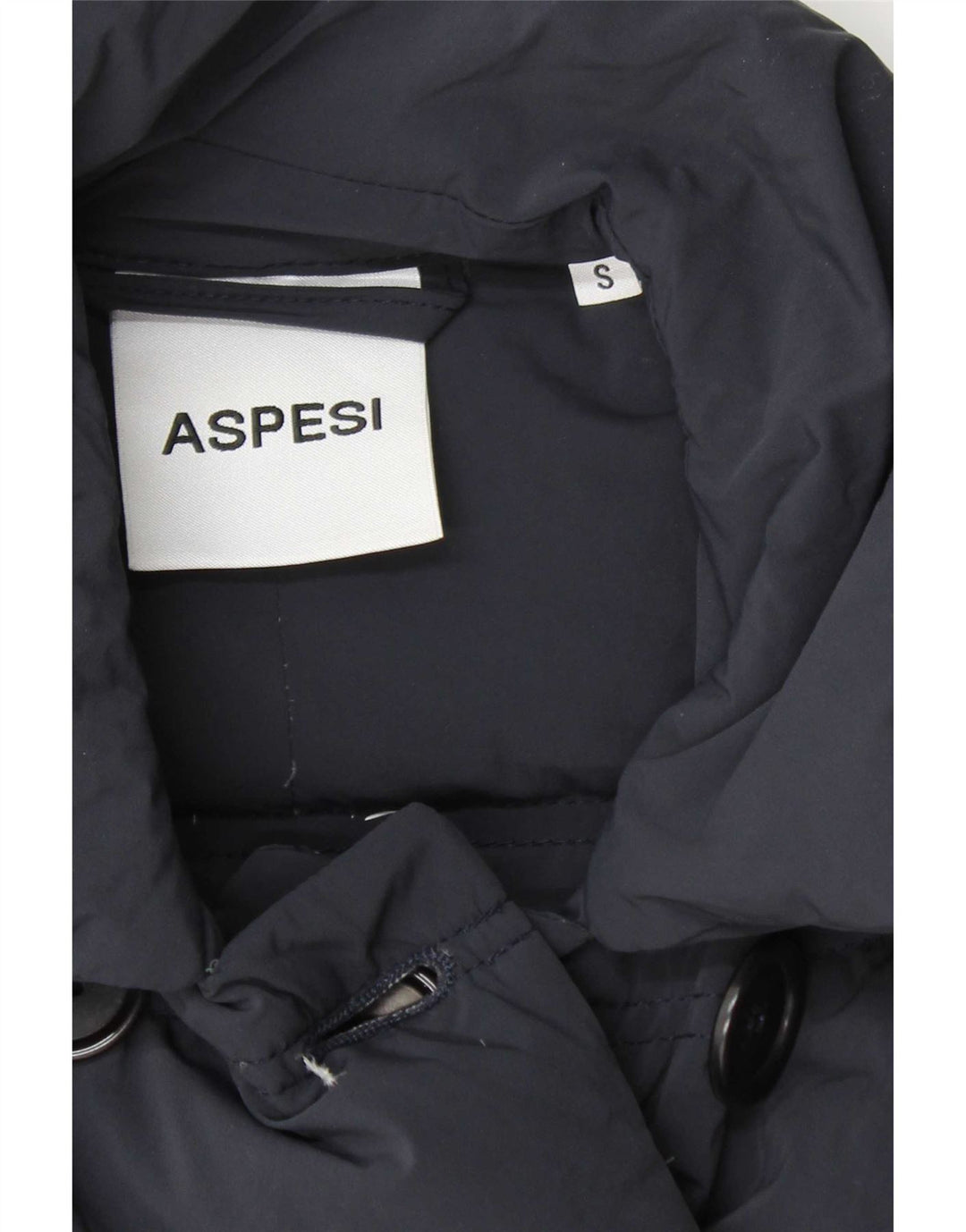 Aspesi Womens Double Breasted Padded Coat UK 10 Small Navy Blue Polyamide