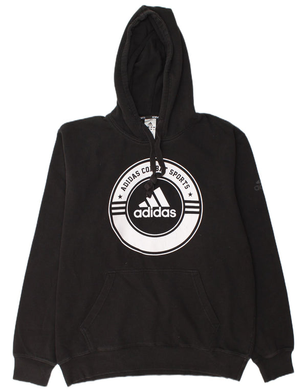 ADIDAS Mens Graphic Hoodie Jumper 2XL Black Cotton