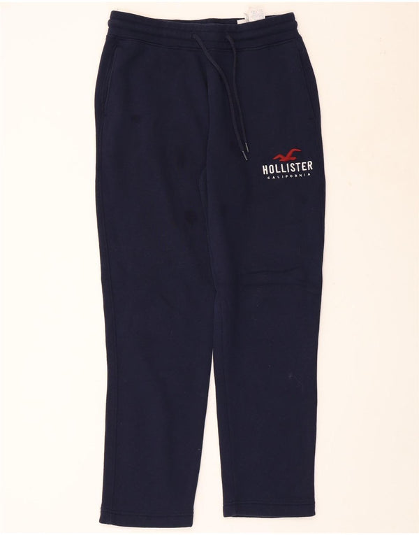 HOLLISTER Mens Graphic Tracksuit Trousers Small  Navy Blue Cotton