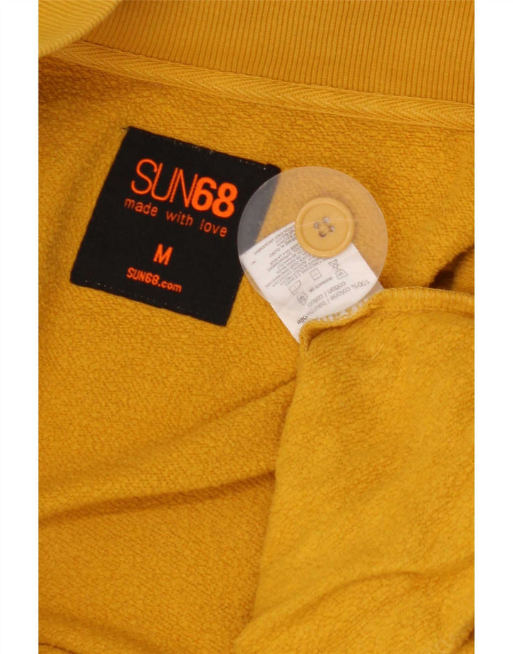 Sun68 Mens Zip Hoodie Sweater Medium Yellow Cotton