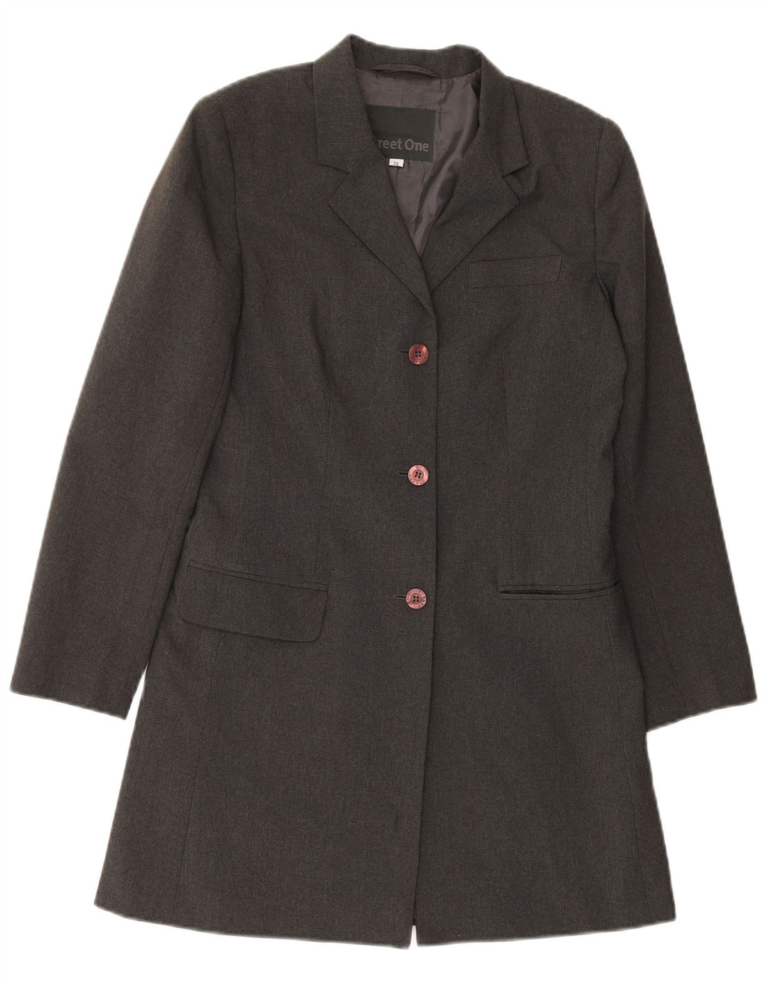 STREET ONE Womens 3 Button Longline Blazer Jacket EU 36 Small Grey