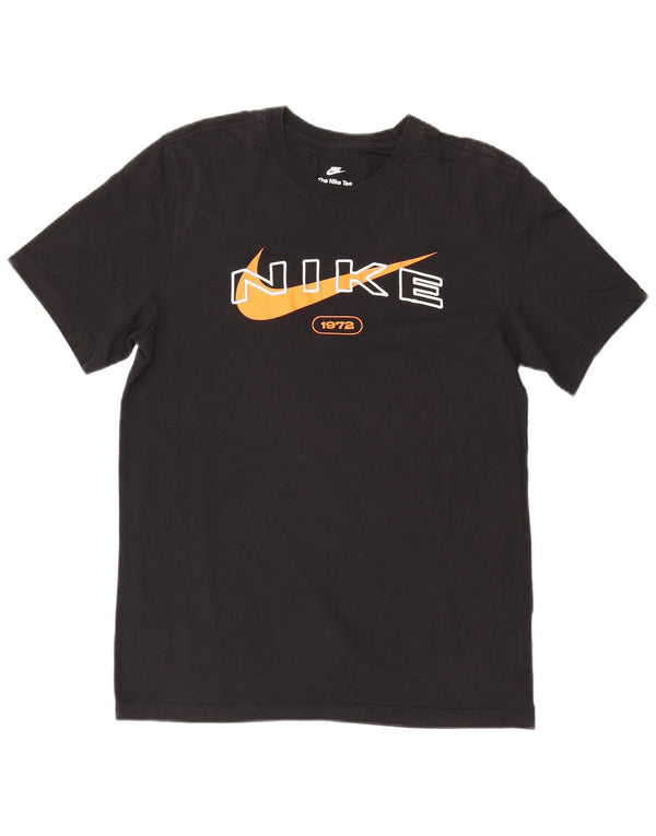 NIKE Mens Graphic T-Shirt Top Medium Black Cotton