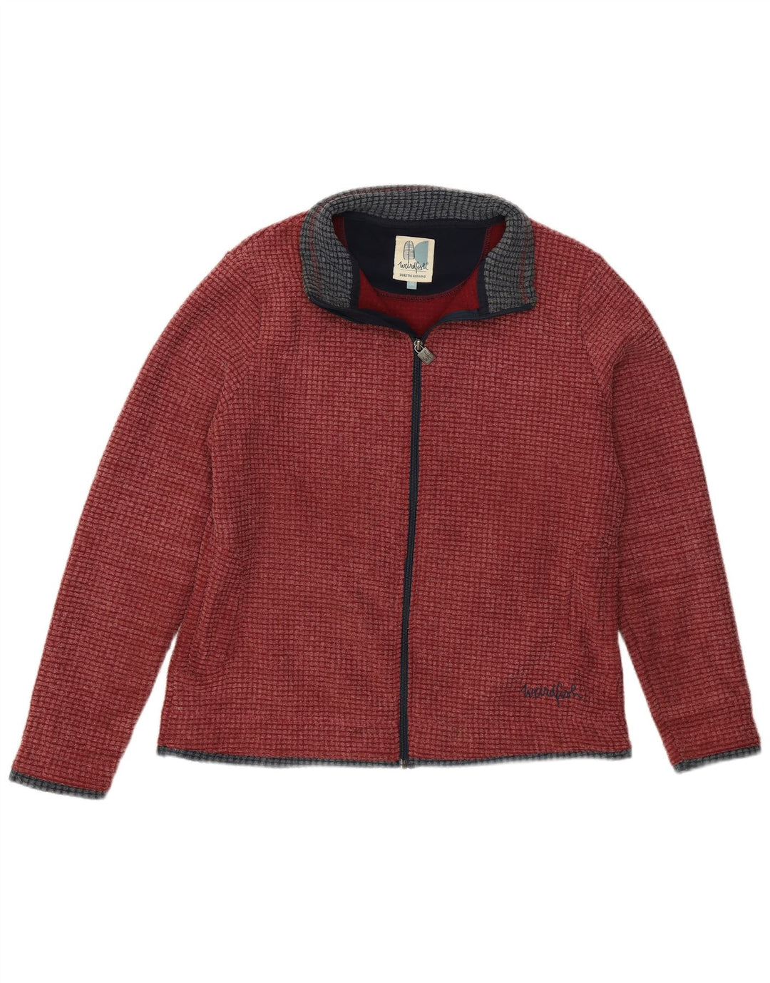 Weird Fish Womens Fleece Jacket UK 14 Large Burgundy Polyester