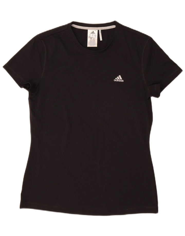 Adidas Womens Climalite T-Shirt Top UK 12/14 Medium Black Polyester