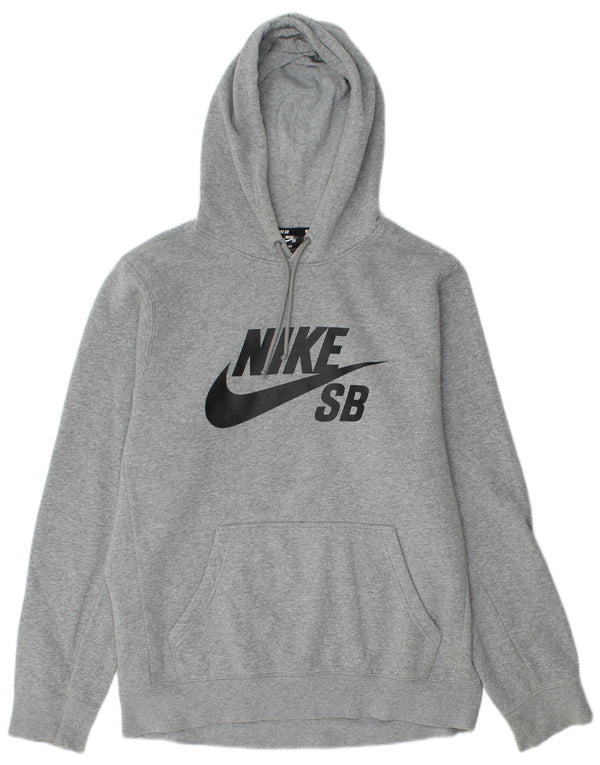 Nike Mens Graphic Hoodie Jumper Medium Grey Cotton