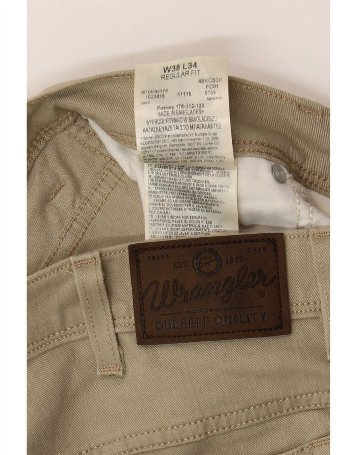 Wrangler Mens Regular Fit Straight Jeans W38 L34 Green Cotton