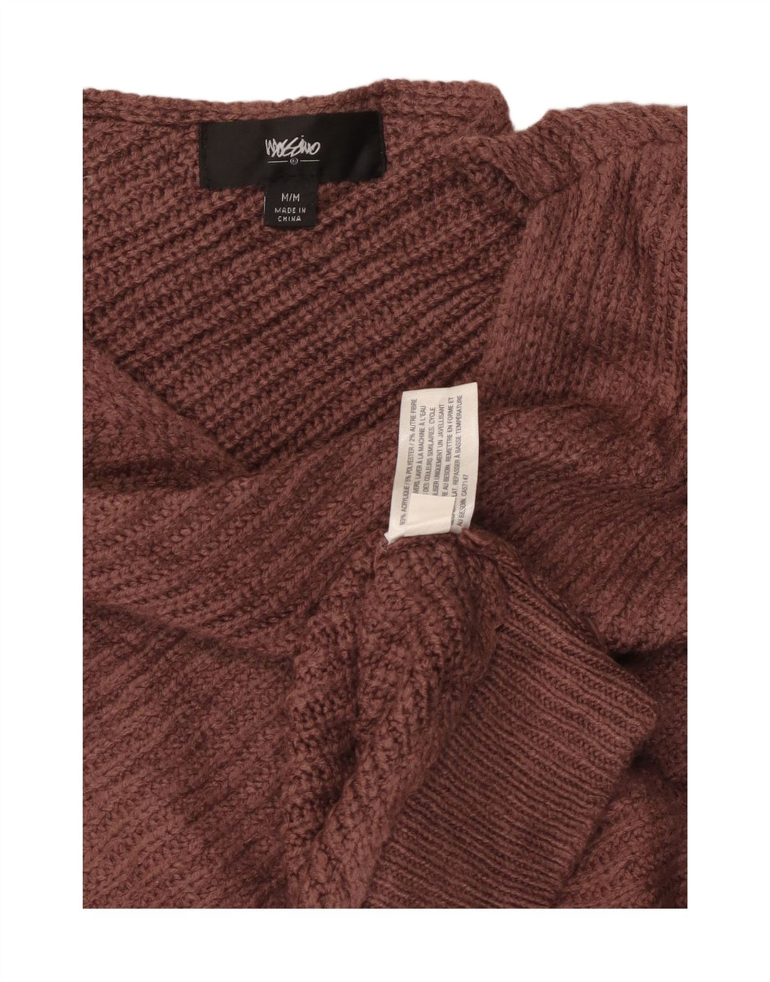 MOSSIMO Womens Asymmetric Boat Neck Jumper Sweater UK 12 Medium Brown