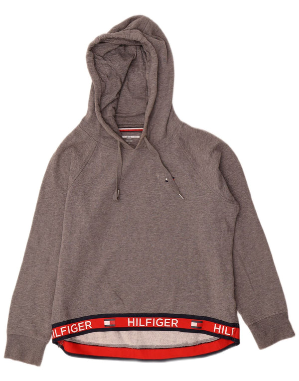 Tommy Hilfiger Womens Graphic Hoodie Jumper UK 14 Medium Grey Colourblock