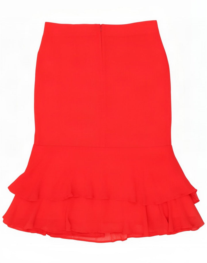 Marks & Spencer Womens Ruffle Skirt UK 12 Medium W32 Red Polyester