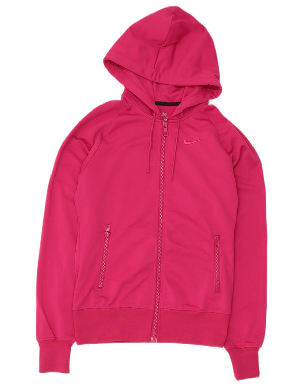Nike Womens Zip Hoodie Sweater UK 10 Small Pink Polyester