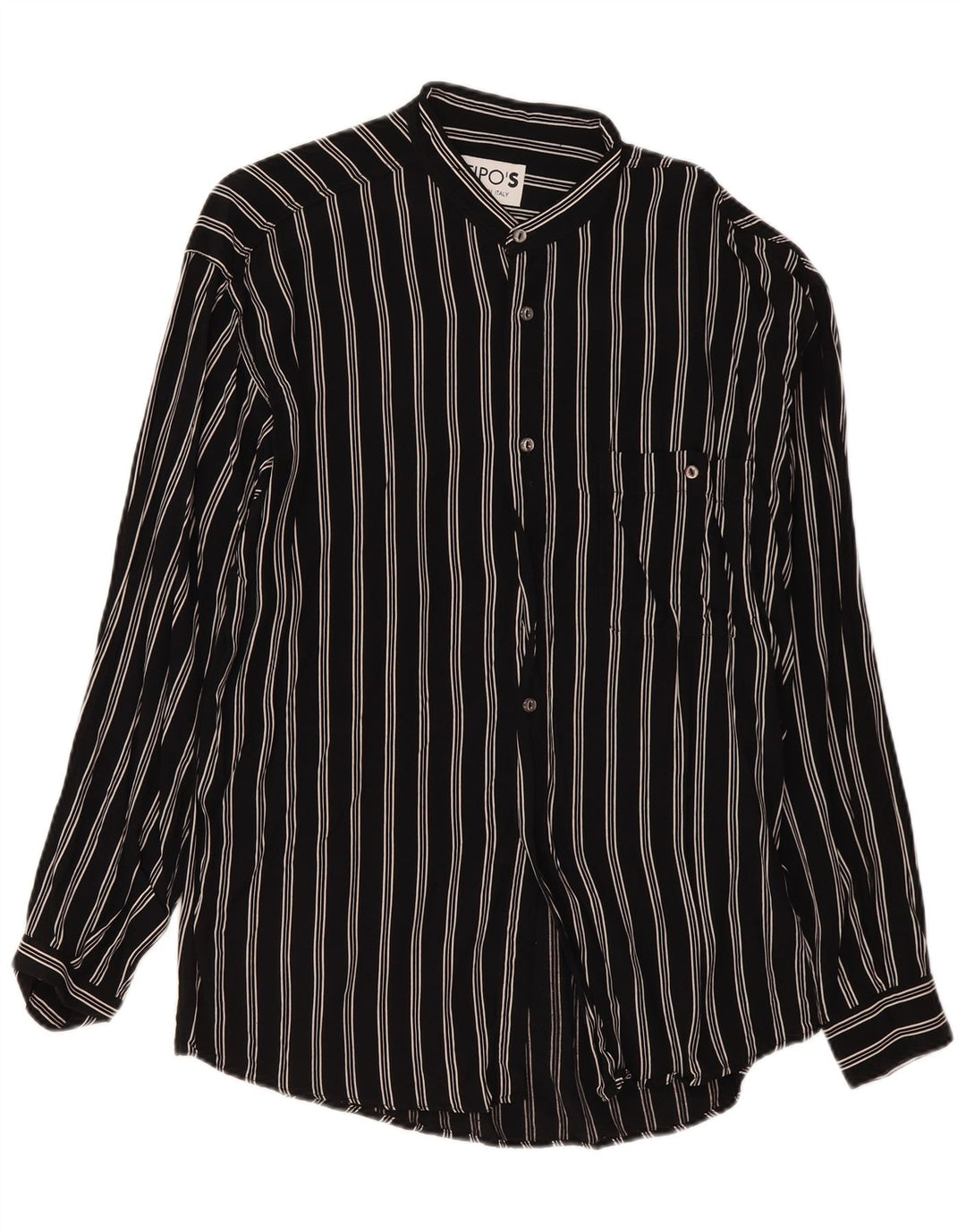 Tipo' S Mens Shirt XL Black Striped Viscose