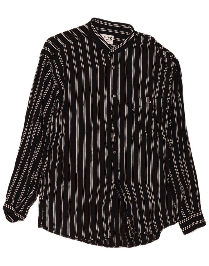 Tipo' S Mens Shirt XL Black Striped Viscose