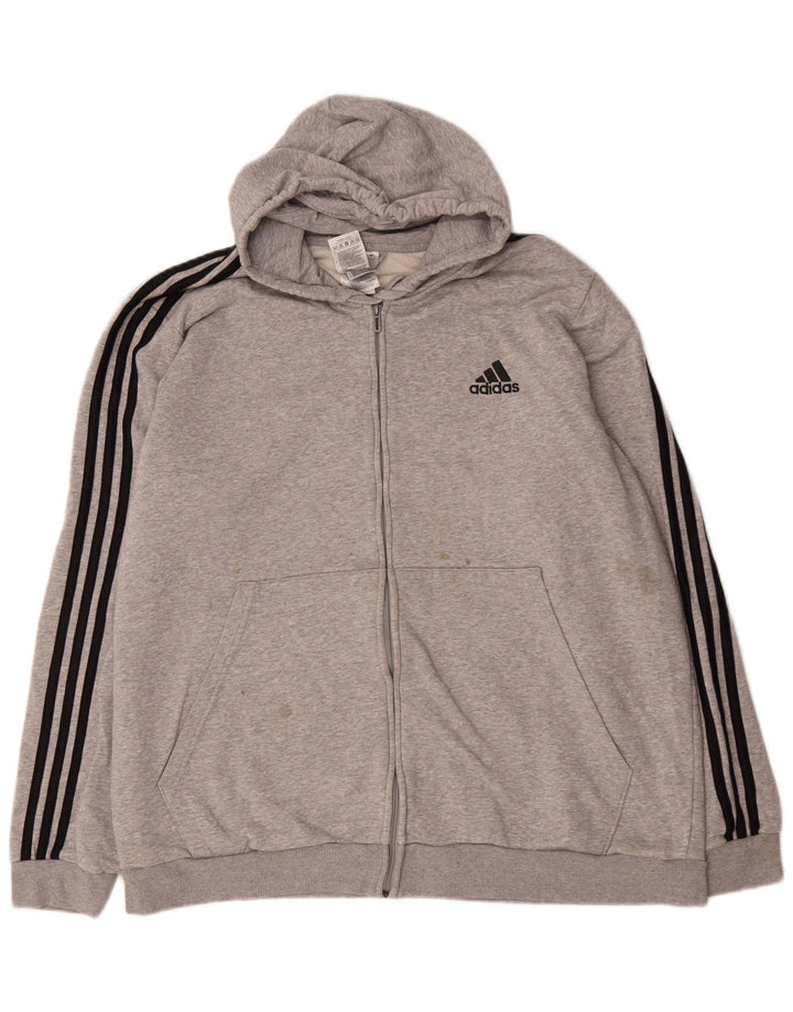 Adidas Mens Zip Hoodie Sweater 2XL Grey