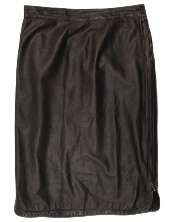 Genny Womens Leather Skirt W32 Large  Black