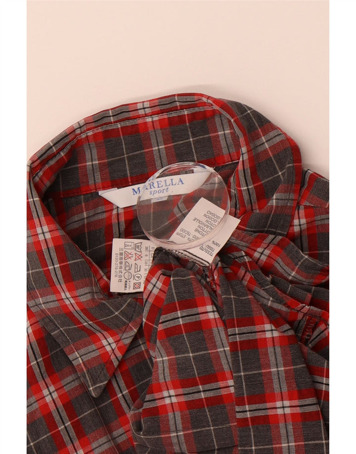 MARELLA Womens Flannel Shirt IT 42 Medium Grey Check Cotton Vintage Marella and Second-Hand Marella from Messina Hembry 