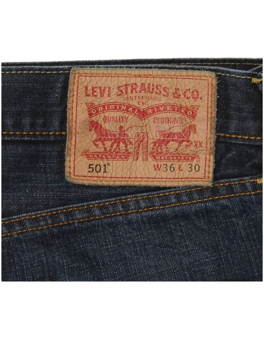 LEVI'S Mens 501 Straight Jeans W36 L30 Navy Blue Cotton