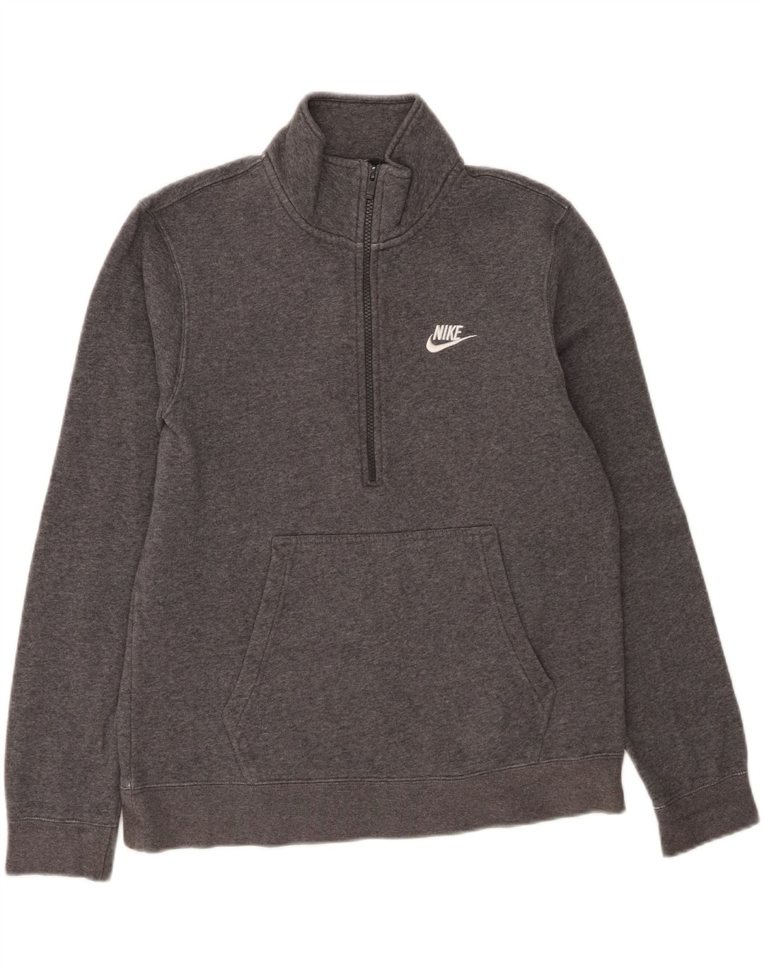 NIKE Womens Zip Neck Sweatshirt Jumper UK 14 Medium Grey Cotton Vintage Nike and Second-Hand Nike from Messina Hembry 