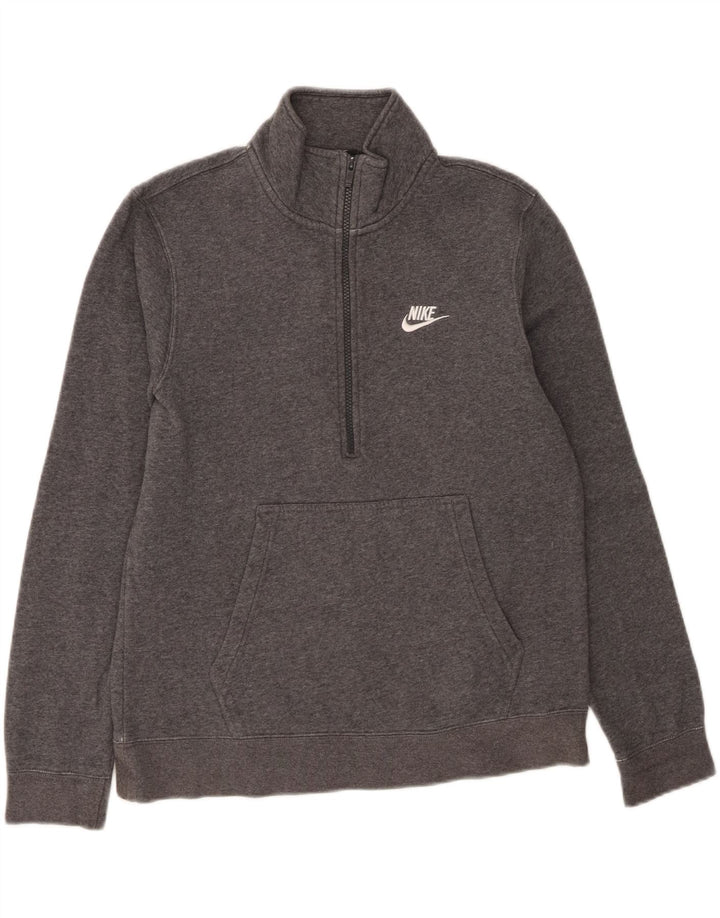 NIKE Womens Zip Neck Sweatshirt Jumper UK 14 Medium Grey Cotton Vintage Nike and Second-Hand Nike from Messina Hembry 