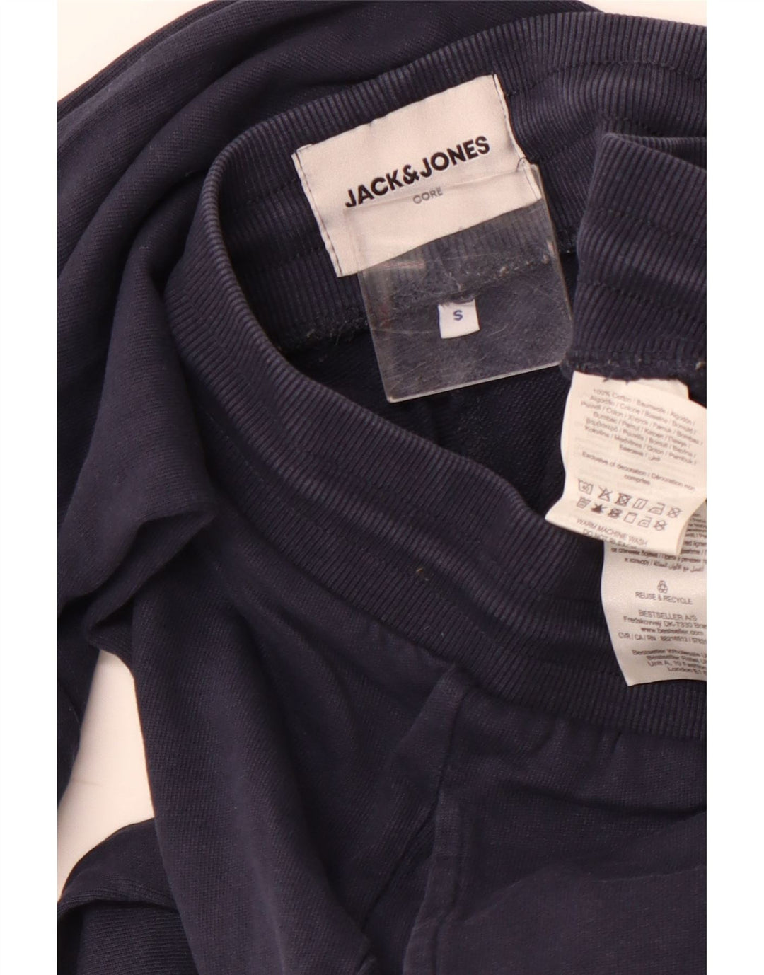 JACK & JONES Mens Tracksuit Trousers Joggers Small  Navy Blue Cotton