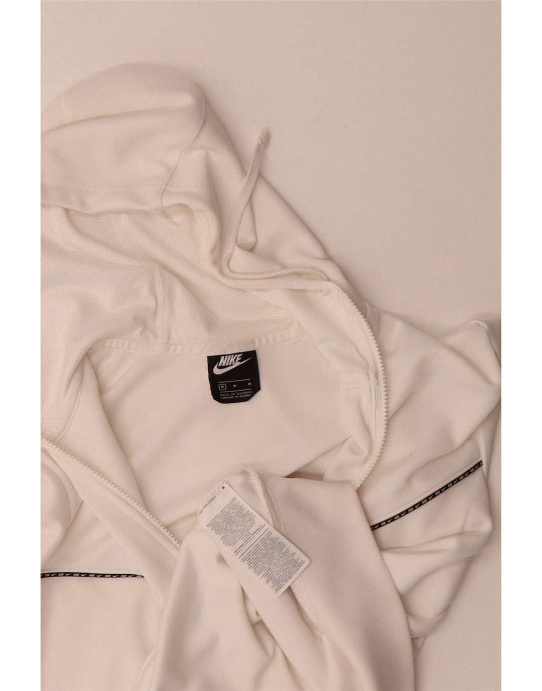 NIKE Mens Zip Hoodie Sweater Medium White Polyester