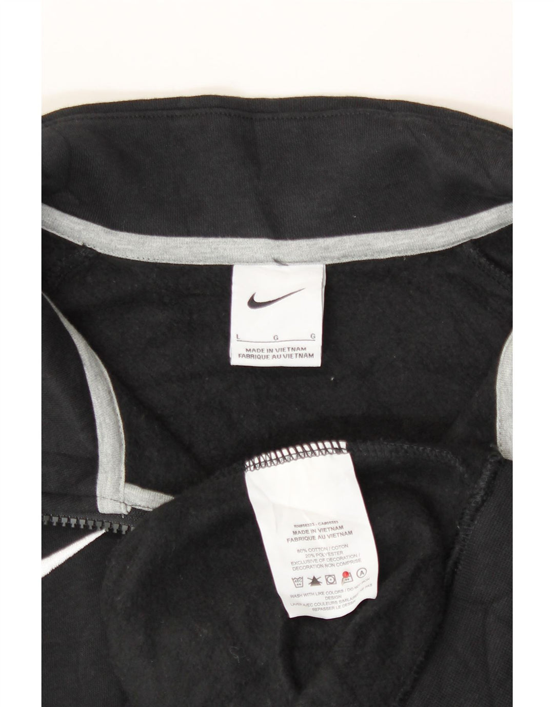NIKE Mens Zip Neck Sweatshirt Jumper Large Black Cotton Vintage Nike and Second-Hand Nike from Messina Hembry 
