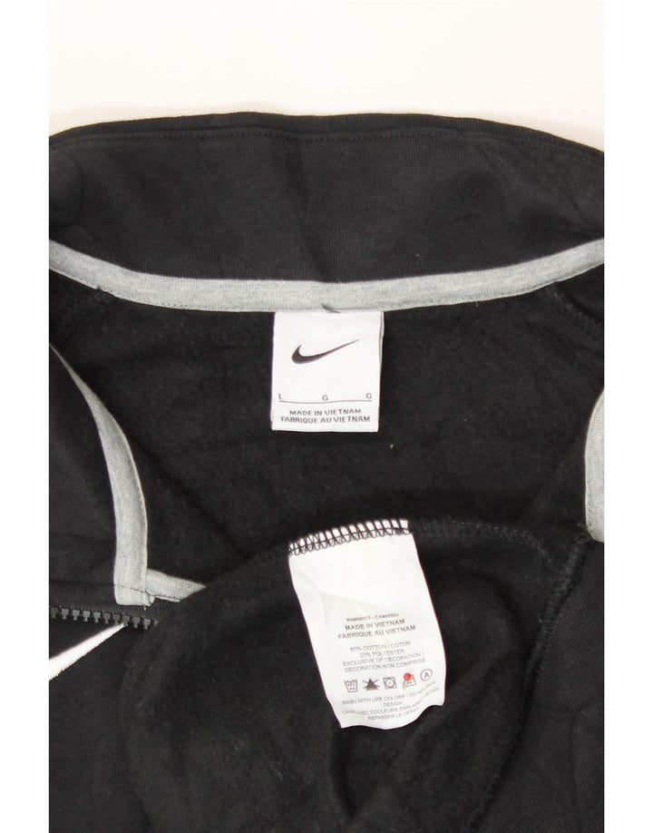 NIKE Mens Zip Neck Sweatshirt Jumper Large Black Cotton Vintage Nike and Second-Hand Nike from Messina Hembry 