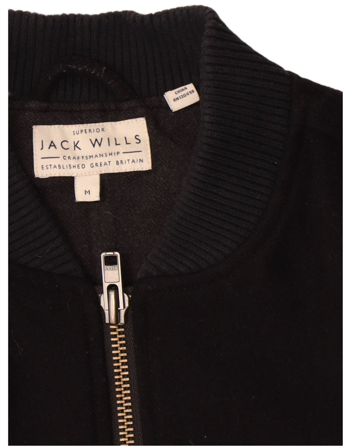 Jack Wills Mens Bomber Jacket UK 38 Medium Navy Blue Wool