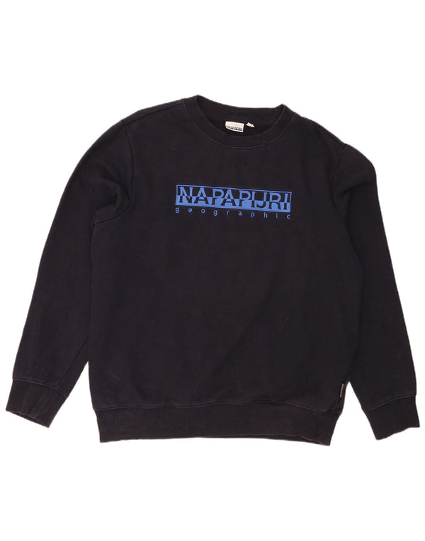 Napapijri Mens Graphic Sweatshirt Jumper XL Navy Blue Cotton
