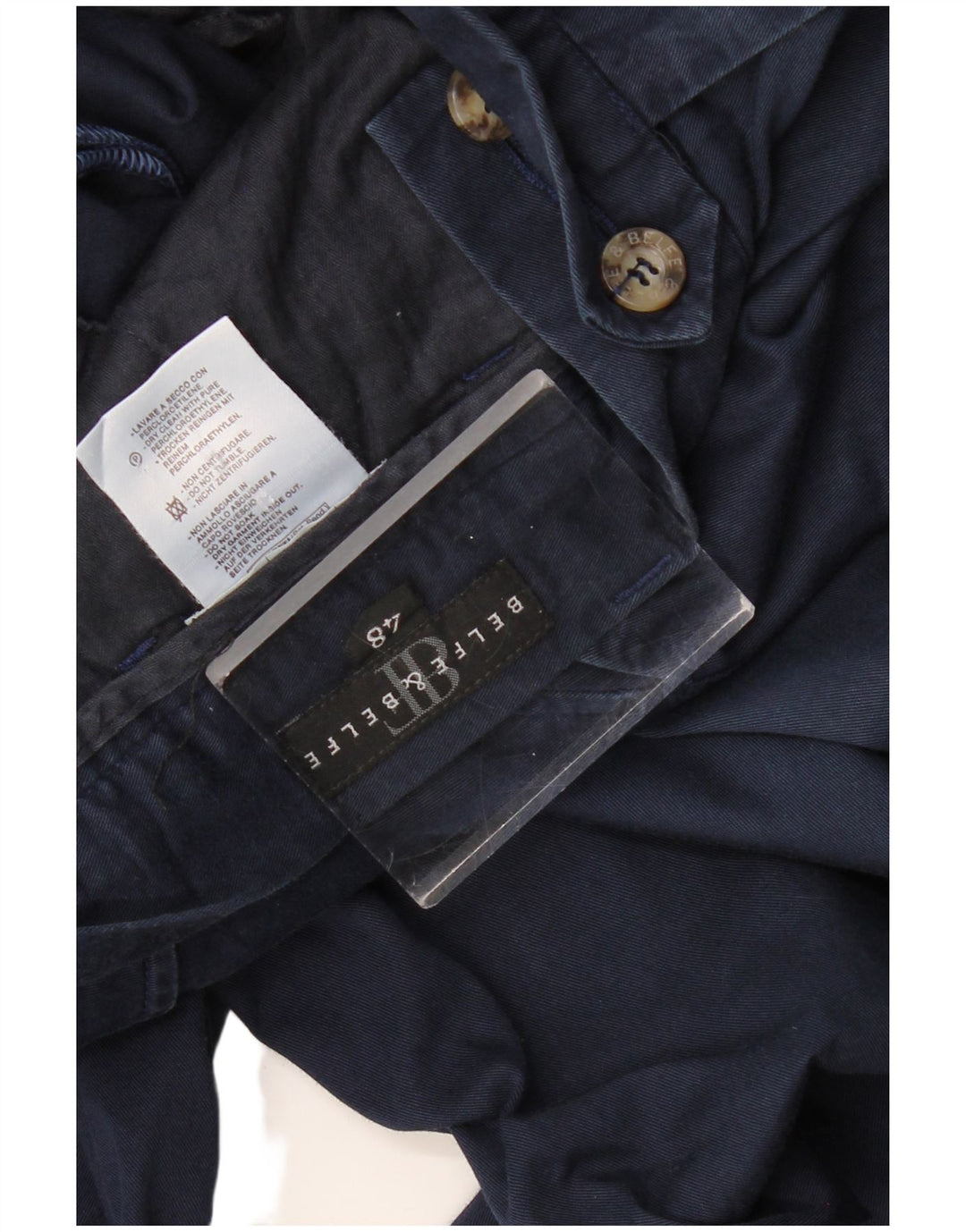 Belfe & Belfe Mens Straight Suit Trousers Medium W32 L32 Navy Blue