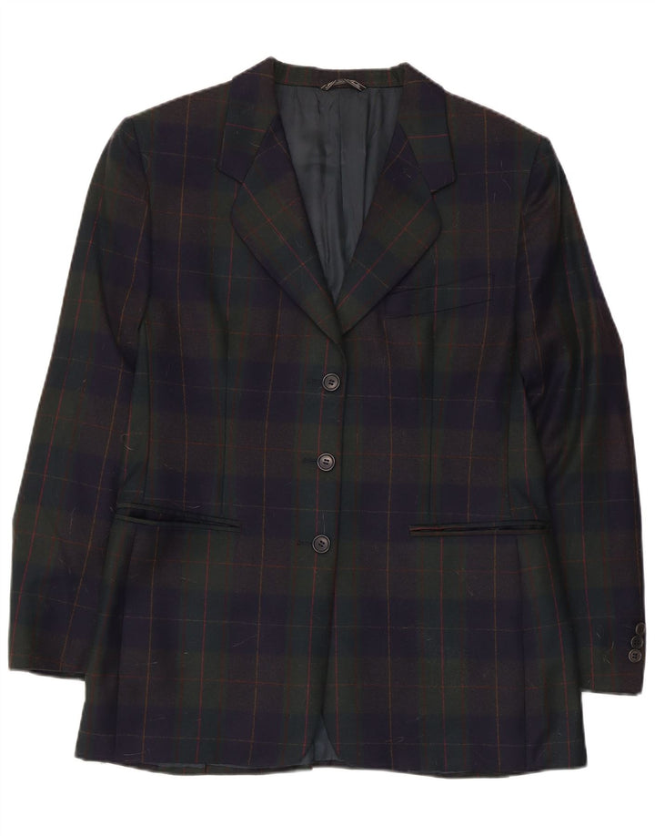 Vintage Womens 3 Button Blazer Jacket UK 14 Medium Multicoloured Check