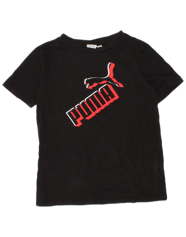 Puma Boys Graphic T-Shirt Top 7-8 Years Small Black Cotton