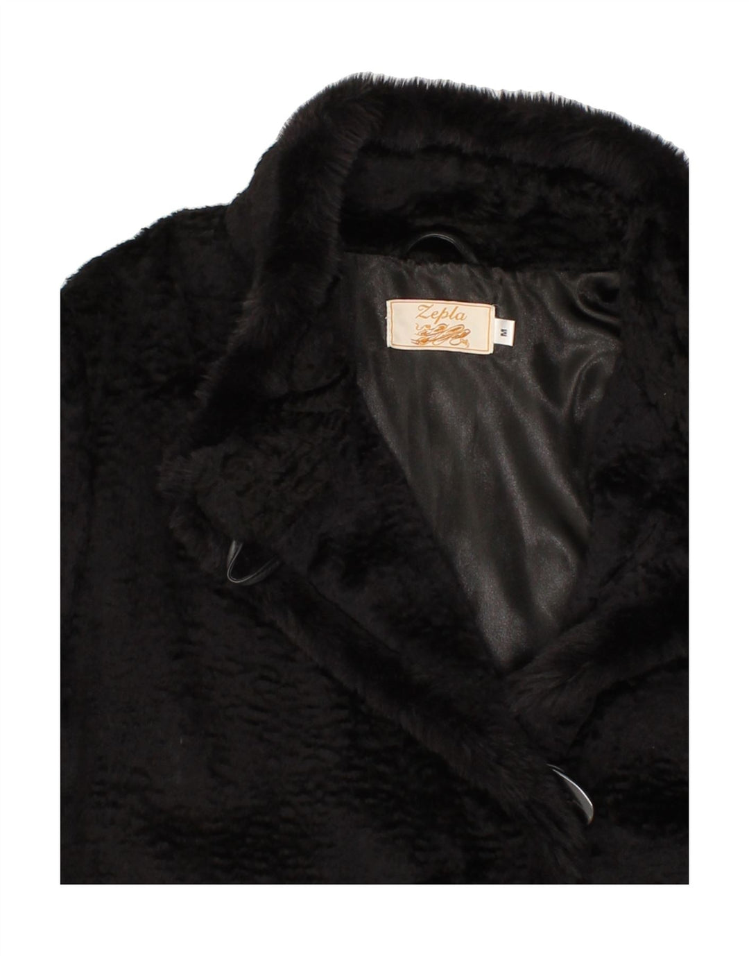 VINTAGE Womens Faux Fur Jacket UK 14 Medium Black Rayon Vintage Vintage and Second-Hand Vintage from Messina Hembry 