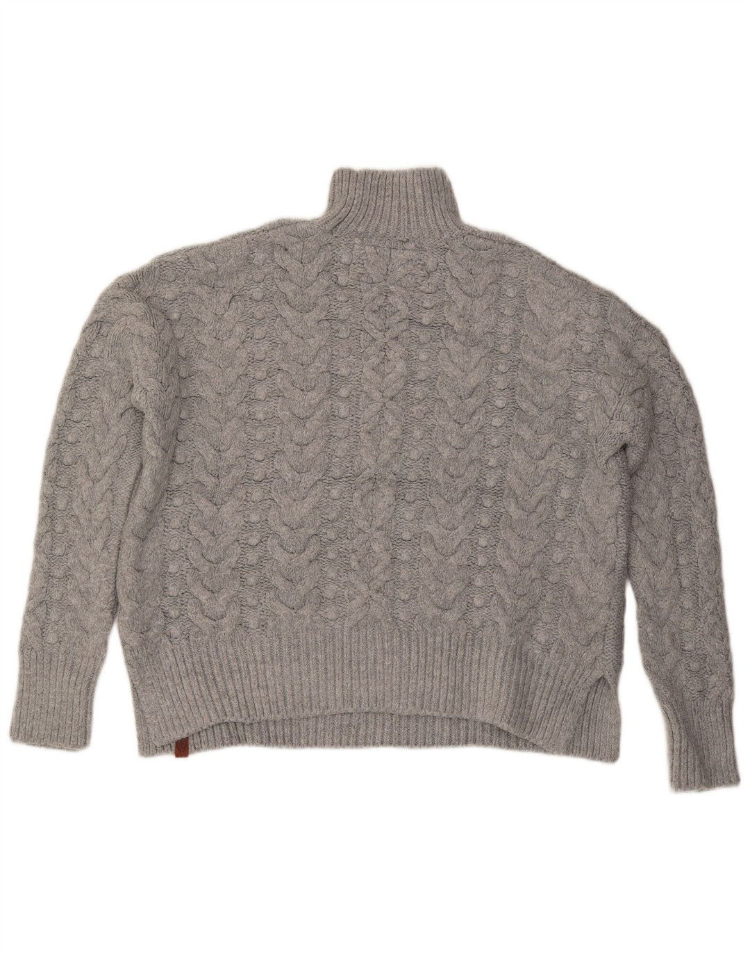 Superdry Womens Oversized Turtle Neck Jumper Sweater UK 14 Medium Grey