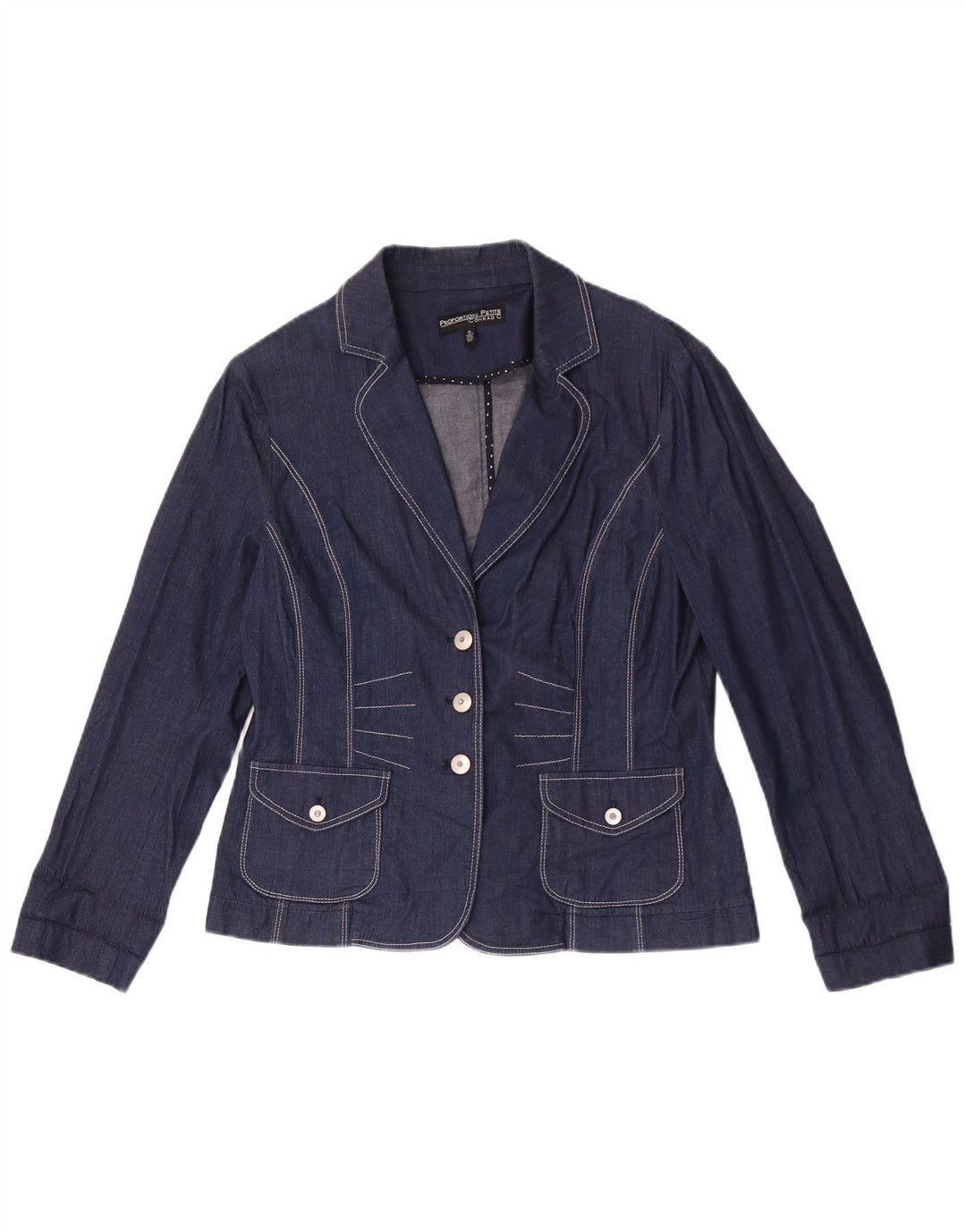 Conrad Womens 3 Button Denim Blazer Jacket US 8 Medium Navy Blue