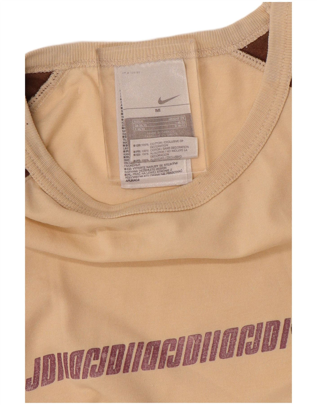 NIKE Mens Graphic T-Shirt Top UK 39/41 Medium Beige Colourblock Cotton