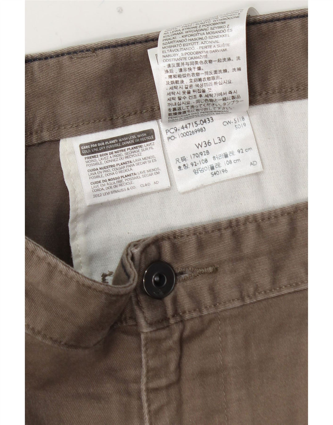 DOCKERS Mens Khakis Slim Chino Trousers W36 L28 Grey Cotton