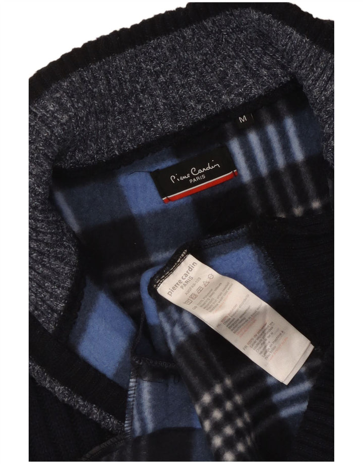 Pierre Cardin Mens Sleeveless Cardigan Sweater Medium Navy Blue Polyester