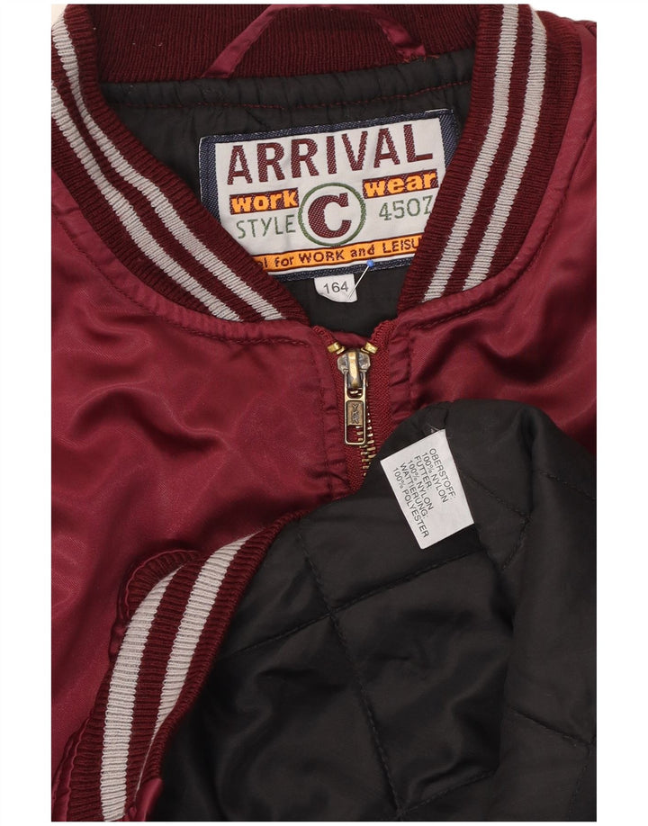 VINTAGE Boys Bomber Jacket 13-14 Years Burgundy Nylon