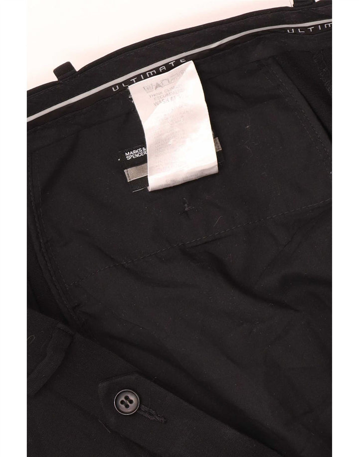 Marks & Spencer Mens Regular Suit Trousers W38 L33 Black Polyester