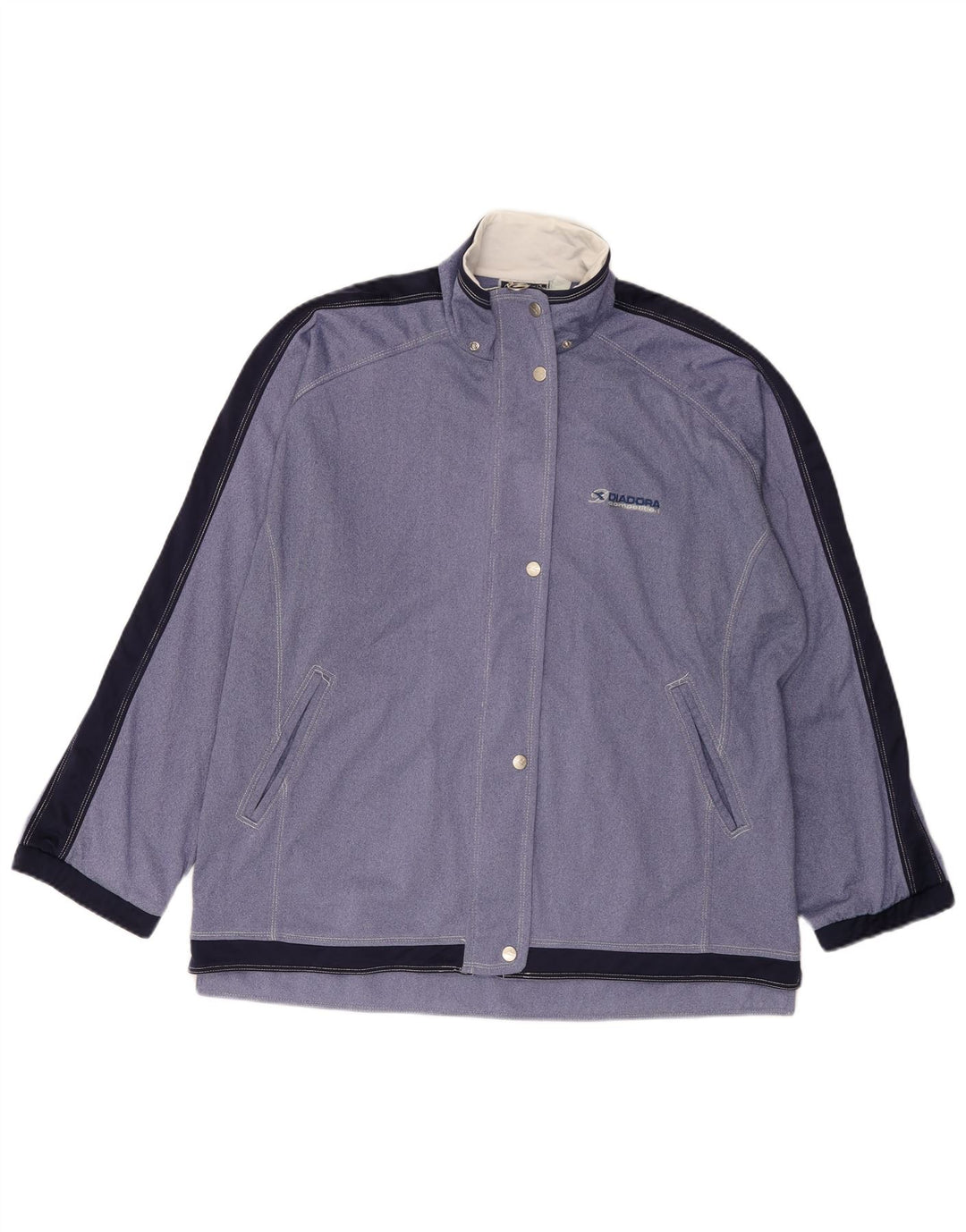 Diadora Womens Oversized Tracksuit Top Jacket UK 18 XL Blue Colourblock