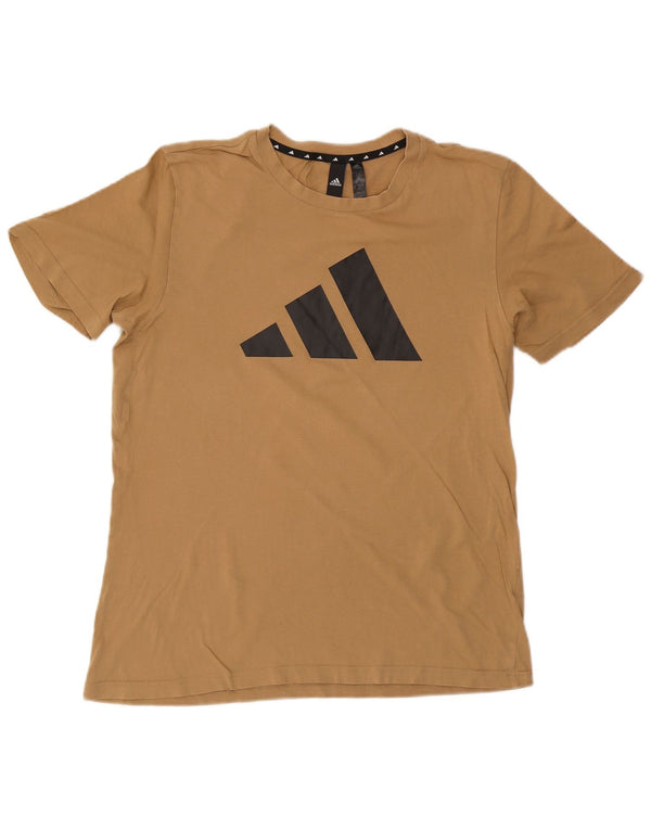 Adidas Mens Graphic T-Shirt Top Medium Beige Cotton