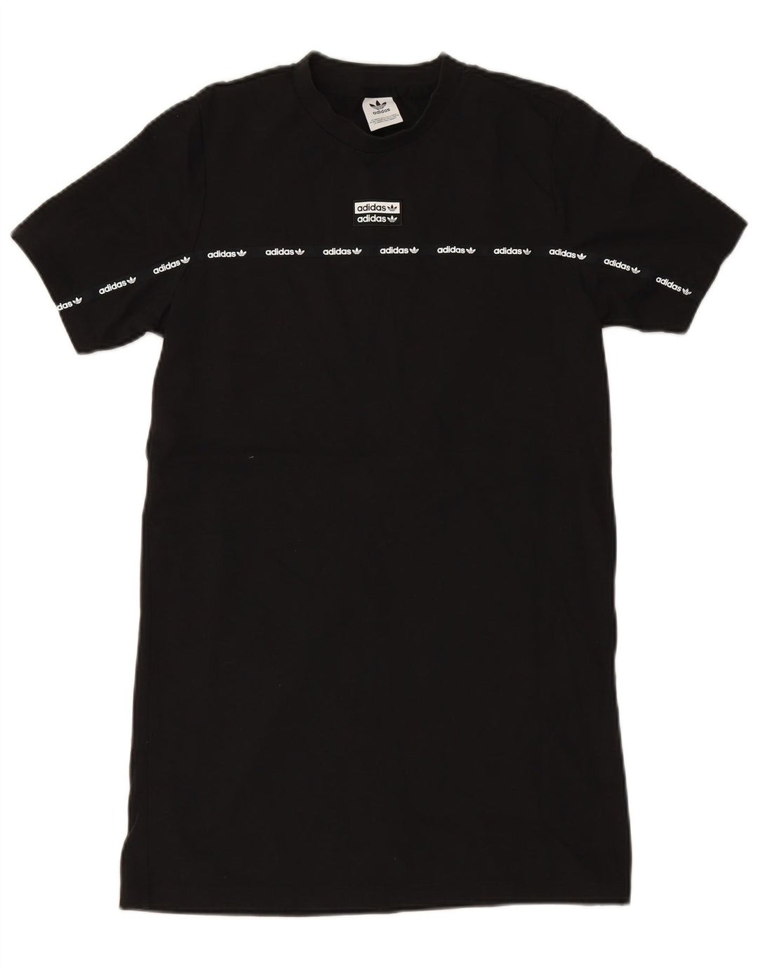 ADIDAS Womens Graphic T-Shirt Dress UK 12 Medium Black Cotton