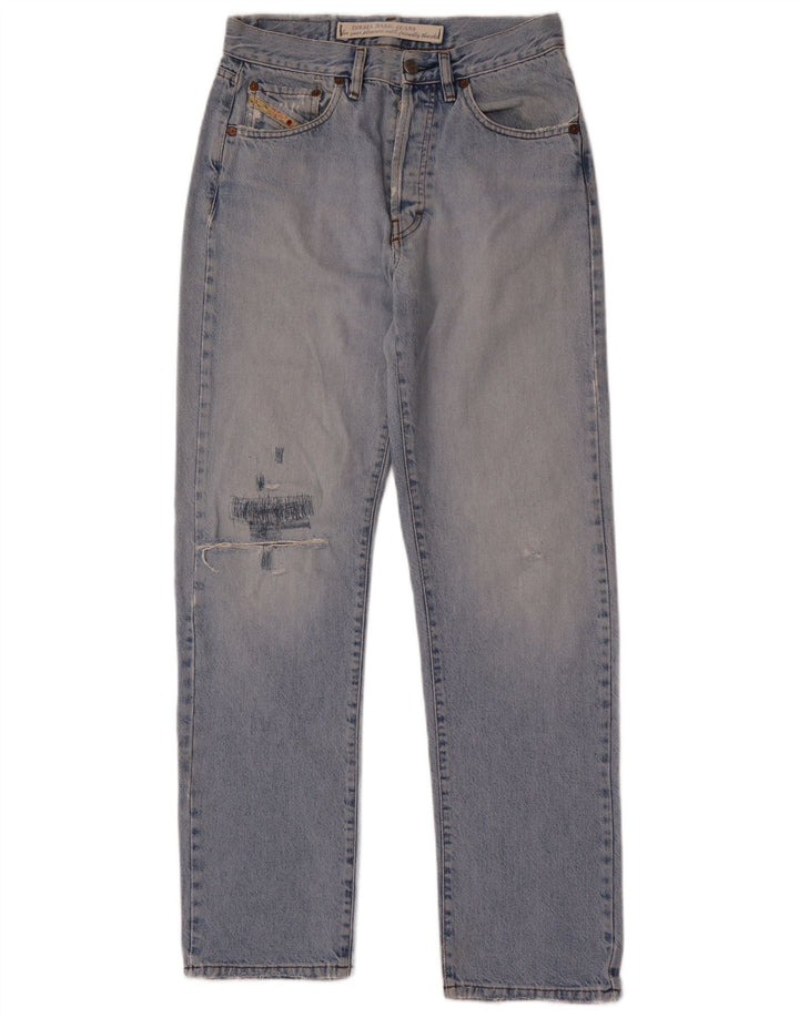 Diesel Mens Distressed Straight Jeans W32 L32 Blue Cotton
