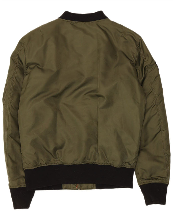 Superdry Mens Military Bomber Jacket UK 38 Medium Khaki Nylon