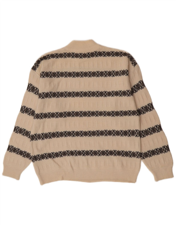 Suspense Mens Turtle Neck Jumper Sweater IT 52 Large Off White Striped Wool