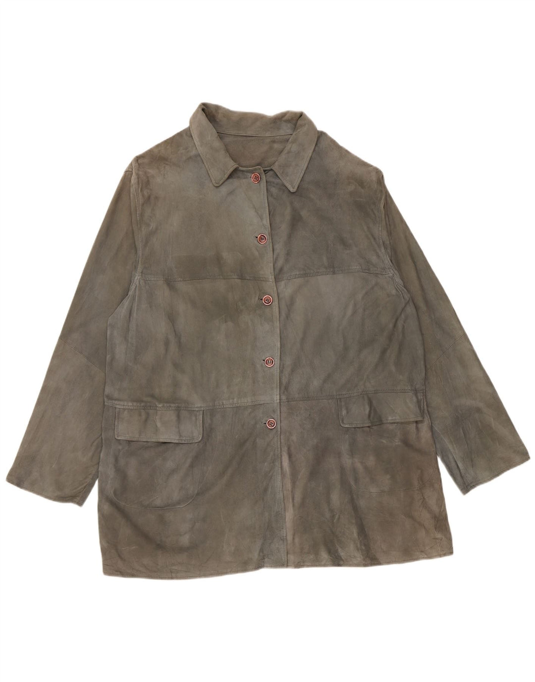 Vintage Womens Suede Jacket UK 20 2XL Grey Leather