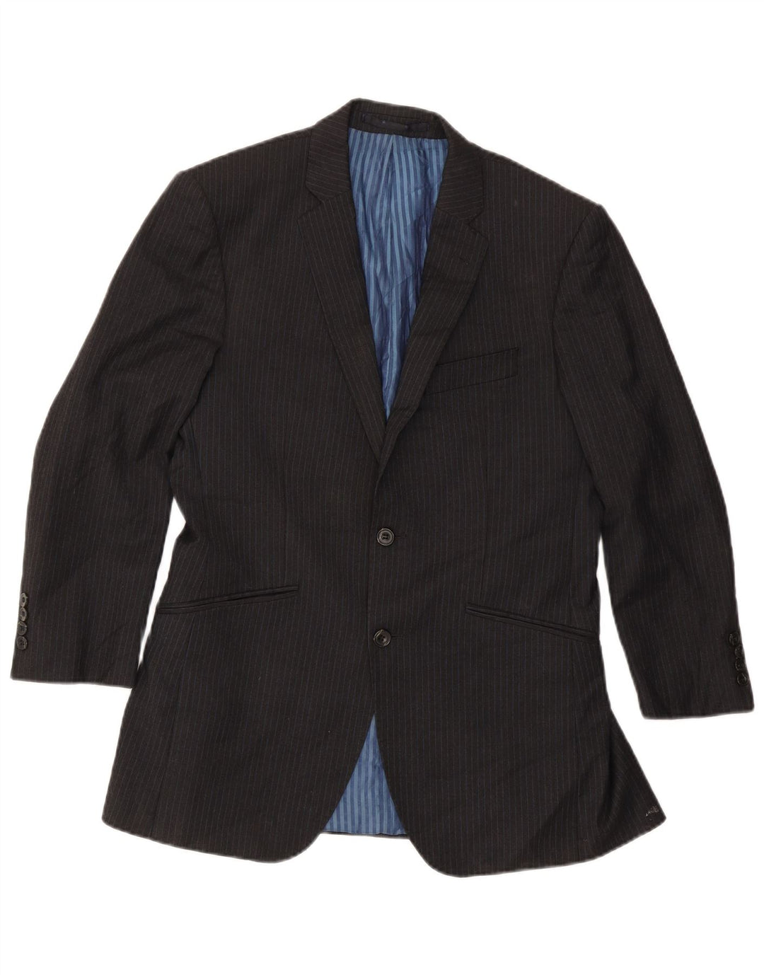 Marks & Spencer Mens 2 Button Blazer Jacket UK 38 Medium Grey Pinstripe
